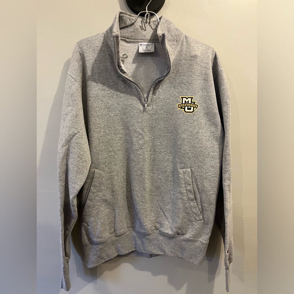 Champion Gray Quarter-Zip Sweatshirt with Yellow & Black Logo